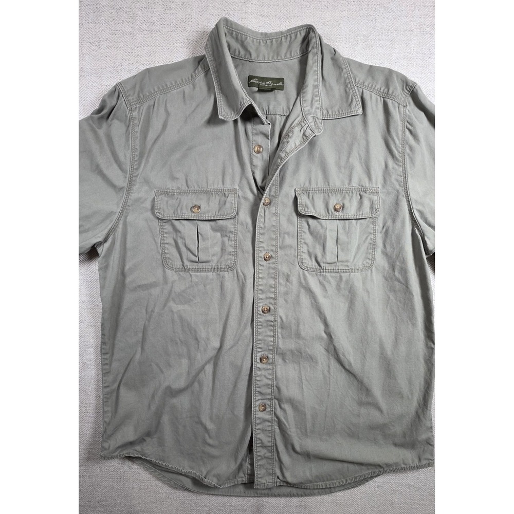 Eddie Bauer Mens Large Utility Field Shirt Long Sleeve Sage Green Cotton Work